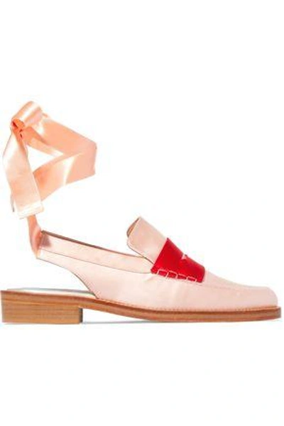 Shop Mr By Man Repeller Woman Two-tone Satin Loafers Pastel Pink