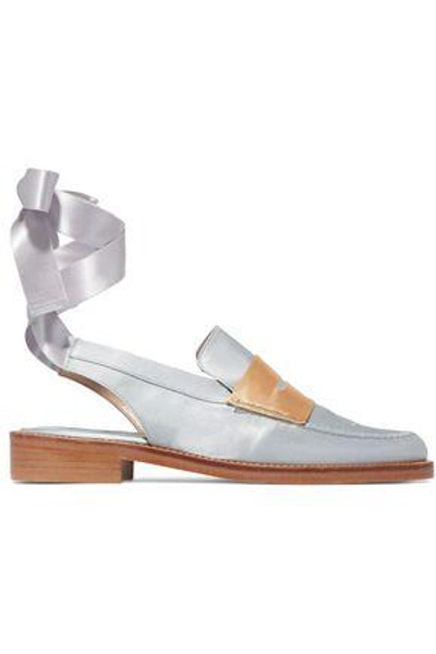 Shop Mr By Man Repeller Woman Two-tone Satin Loafers Silver