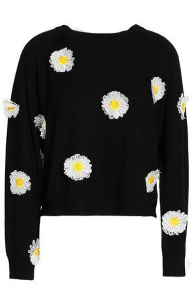 Shop Paper London Woman Appliquéd Wool Sweater Black
