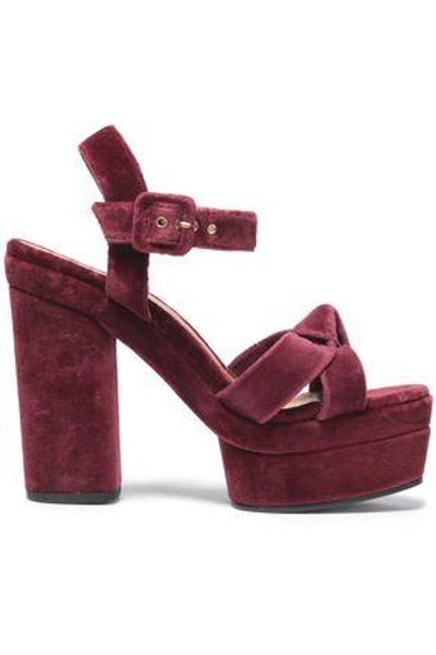 Shop Castaã±er Woman Knotted Velvet Platform Sandals Merlot