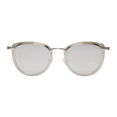 Shop Moncler Silver Ml0045 Sunglasses In 17c Black