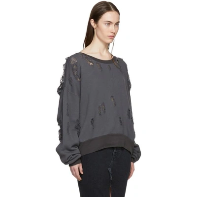 Shop Ben Taverniti Unravel Project Unravel Grey Oversized Distressed Sweatshirt In Antracite