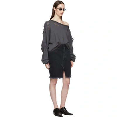 Shop Ben Taverniti Unravel Project Unravel Grey Oversized Distressed Sweatshirt In Antracite