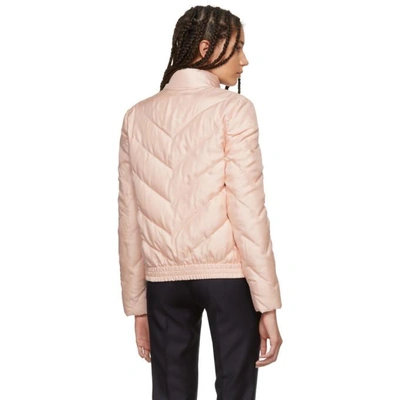 Shop Moncler Pink Down Silk Ballet Ribbon Coat