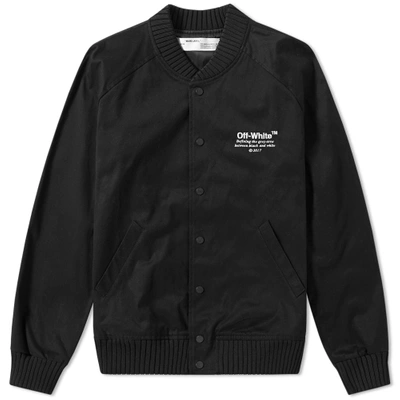 Shop Off-white Helvetica Off Varsity Jacket In Black