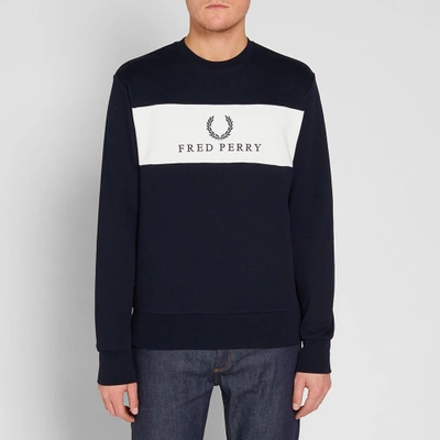Fred Perry Panel Embroidered Sweat In Blue ModeSens