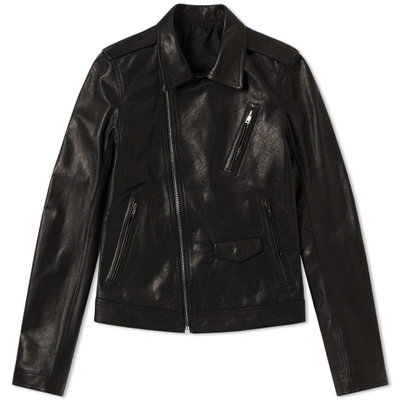 Shop Rick Owens Stooges Leather Biker Jacket In Black