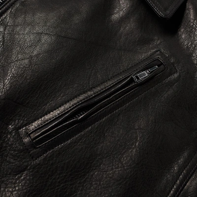 Shop Rick Owens Stooges Leather Biker Jacket In Black