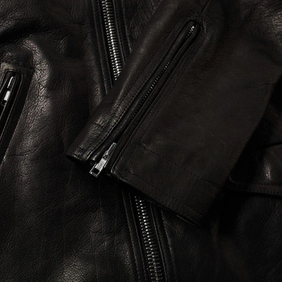 Shop Rick Owens Stooges Leather Biker Jacket In Black