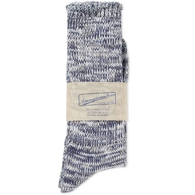 Shop Anonymous Ism 5 Colour Mix Crew Sock In Blue