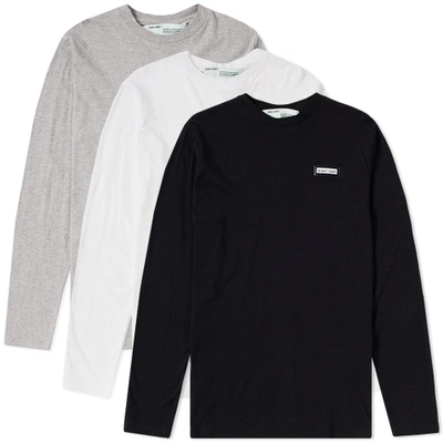 Shop Off-white Long Sleeve Basic Tee - 3 Pack In Multi