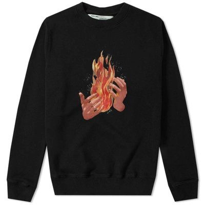 Shop Off-white Diagonal Fire Crew Sweat In Black