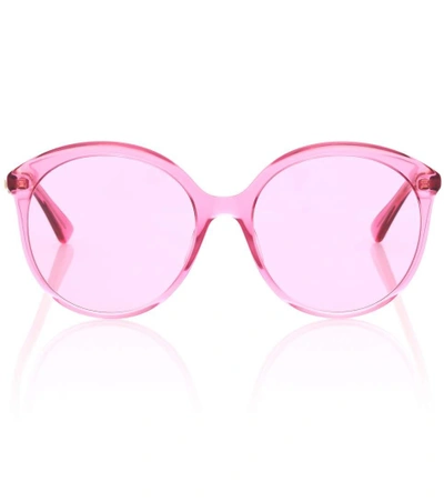 Shop Gucci Oversized Round Sunglasses In Pink