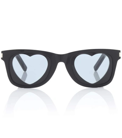 Shop Saint Laurent Classic Sl 51 Heart Sunglasses In Black