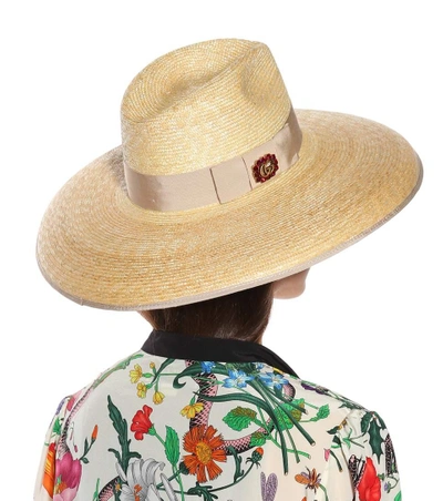 Shop Gucci Wide-brim Straw Hat In Beige