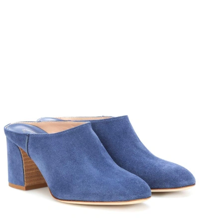 Shop Tod's Suede Mules In Blue