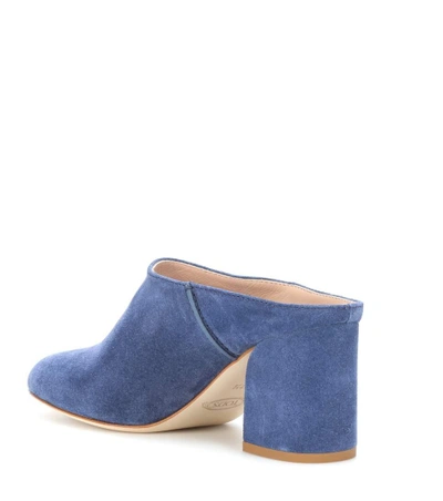 Shop Tod's Suede Mules In Blue