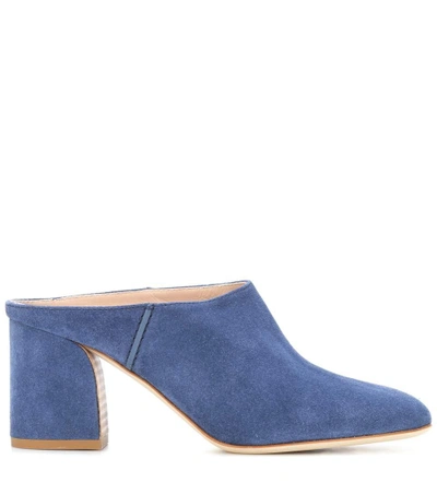 Shop Tod's Suede Mules In Blue