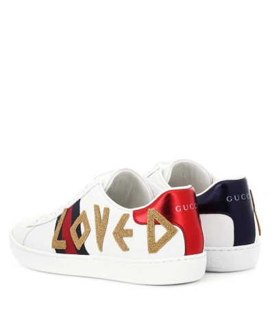 Shop Gucci Ace Leather Sneakers In White