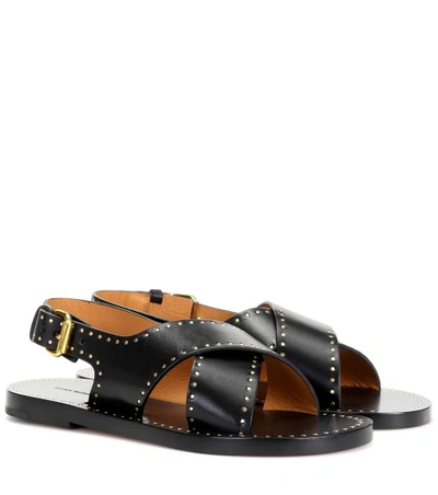 Shop Isabel Marant Jane Studded Leather Sandals In Black