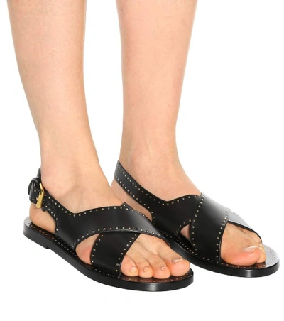 Shop Isabel Marant Jane Studded Leather Sandals In Black
