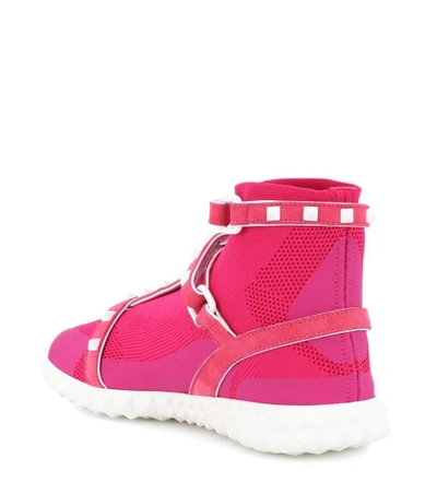 Shop Valentino Free Rockstud High-top Sneakers In Pink