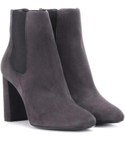 Shop Saint Laurent Loulou 95 Suede Chelsea Ankle Boots In Grey