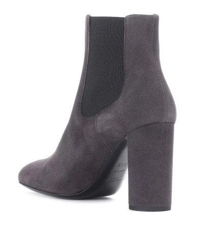 Shop Saint Laurent Loulou 95 Suede Chelsea Ankle Boots In Grey