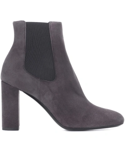 Shop Saint Laurent Loulou 95 Suede Chelsea Ankle Boots In Grey