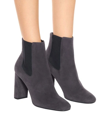 Shop Saint Laurent Loulou 95 Suede Chelsea Ankle Boots In Grey