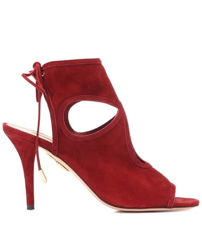 Shop Aquazzura Sexy Thing 85 Suede Sandals In Red