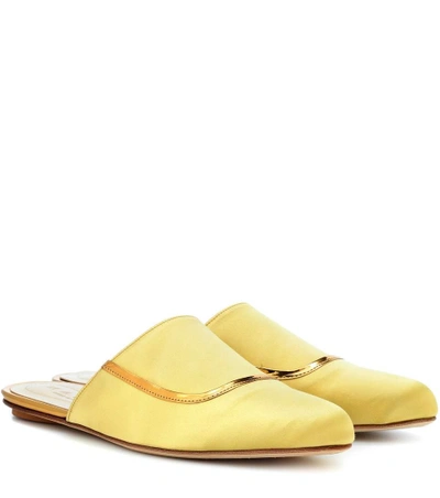 Shop Marni Satin Slippers In Yellow