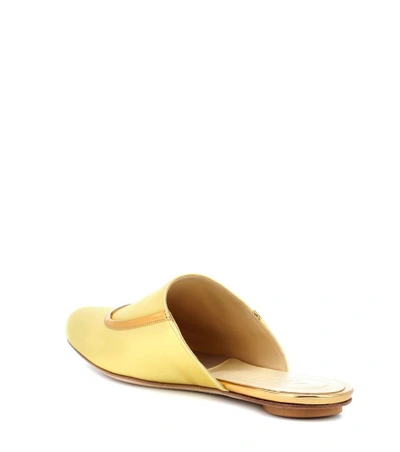 Shop Marni Satin Slippers In Yellow