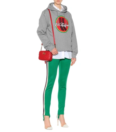 Shop Gucci Striped Jersey Stirrup Trousers In Green