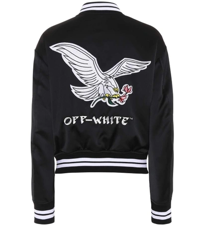 Shop Off-white Satin Varsity Jacket In Black