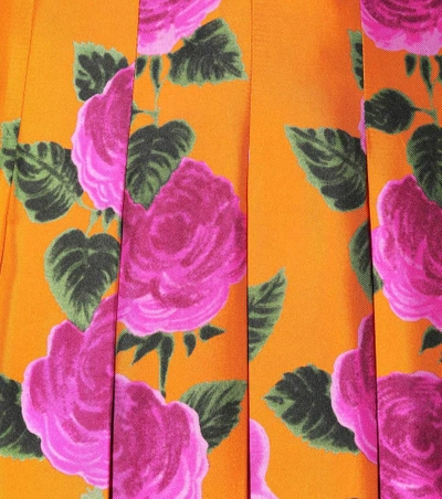 Shop Gucci Printed Silk Twill Dress In Orange