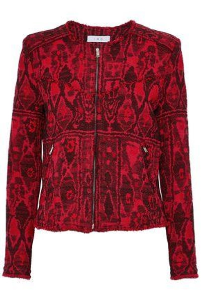 Shop Iro Woman Frayed Jacquard Jacket Red