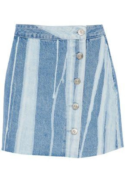 Shop 3x1 Woman Bleached Denim Mini Skirt Mid Denim