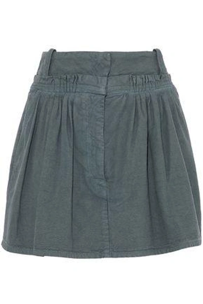 Shop Jw Anderson Pleated Cotton-canvas Mini Skirt In Teal