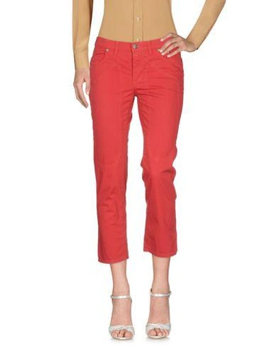Shop Jeckerson Cropped Pants & Culottes In Red
