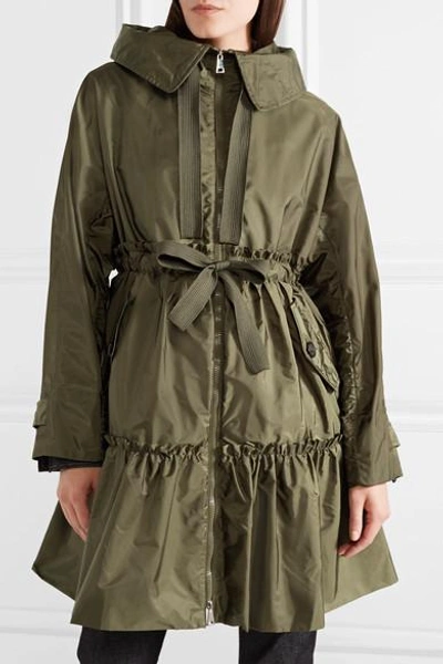 Shop Moncler Hooded Ruffled Shell Jacket