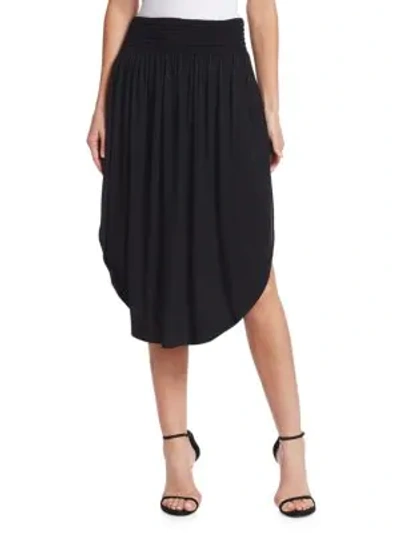 Shop Halston Heritage Ruched Waist Midi Skirt In Black