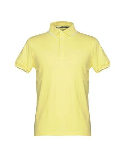 Shop Bagutta Man Polo Shirt Yellow Size L Cotton, Elastane