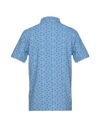 Shop Bagutta Man Polo Shirt Pastel Blue Size S Cotton, Elastane