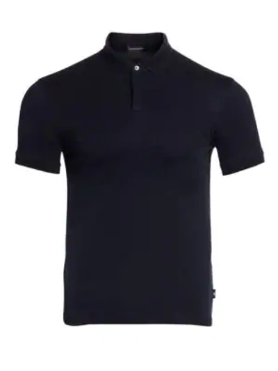 Shop Emporio Armani Cotton Polo Shirt In Dark Blue