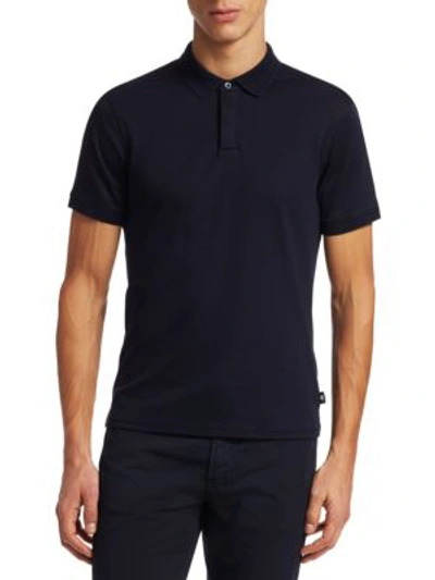 Shop Emporio Armani Cotton Polo Shirt In Dark Blue