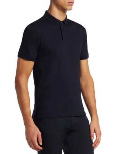 Shop Emporio Armani Cotton Polo Shirt In Dark Blue