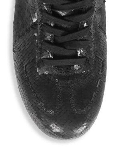 Shop Maison Margiela Sequined Leather Low-top Sneakers In Black