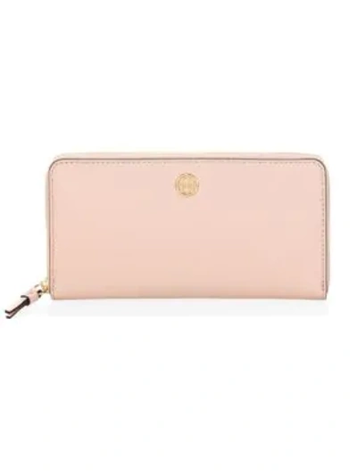 Shop Tory Burch Robinson Zip Continental Wallet In Pale Apricot