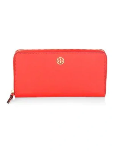Shop Tory Burch Robinson Zip Continental Wallet In Pale Apricot